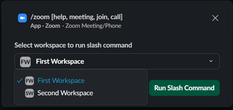 Example of a slash command in Enterprise Grid